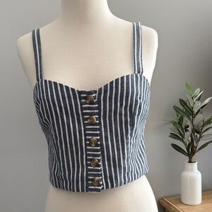 Dreamers Navy Striped Button-Up Tank Top
